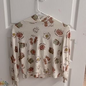 girls cream breakfast pun hooded sweater medium art class